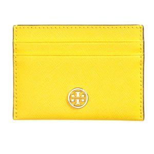 Tory Burch Leather Card Case LEMON DROP Yellow NWT